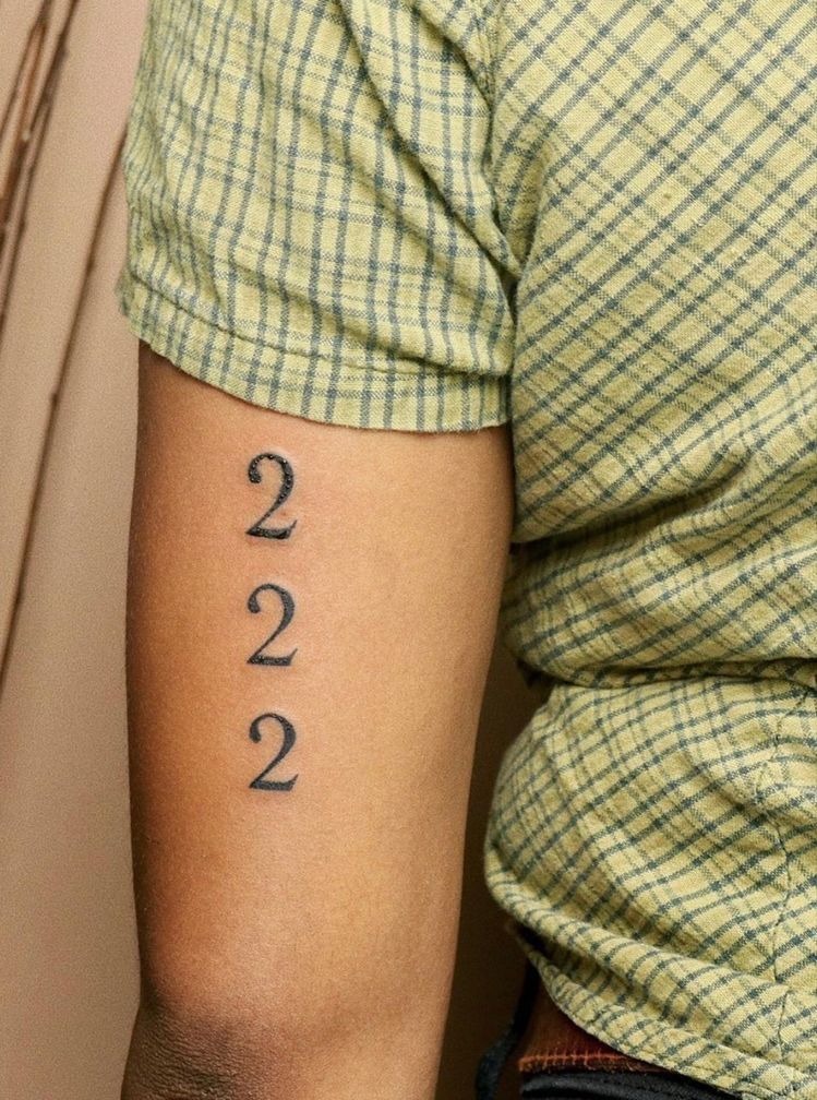 Vertical 2-2-2 Alignment, a tattoo design rendered in clean detailed linework for the arm.