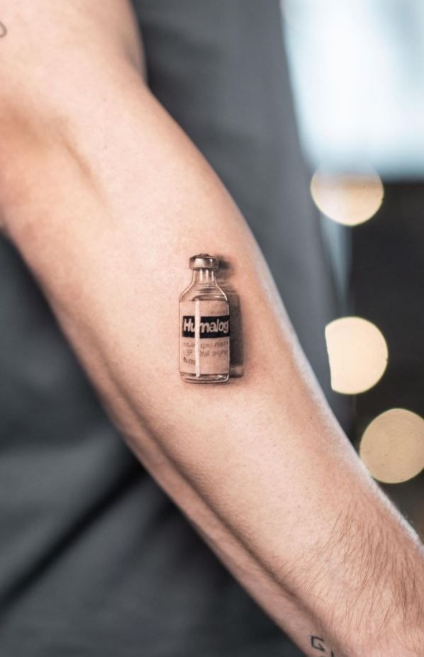 Insulin Vial with Real-Life Texture Tattoo Design