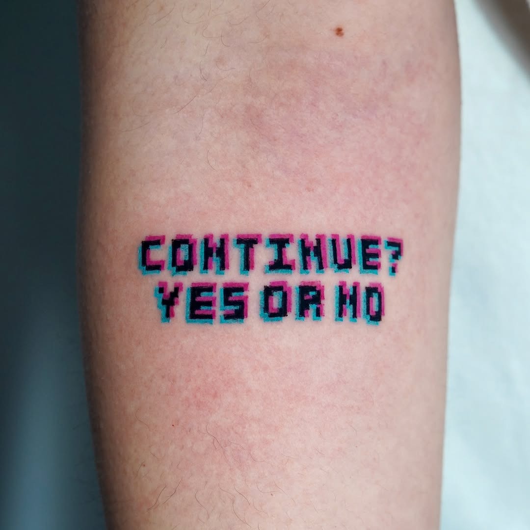 Bold text art with vibrant 3D effect Tattoo Design