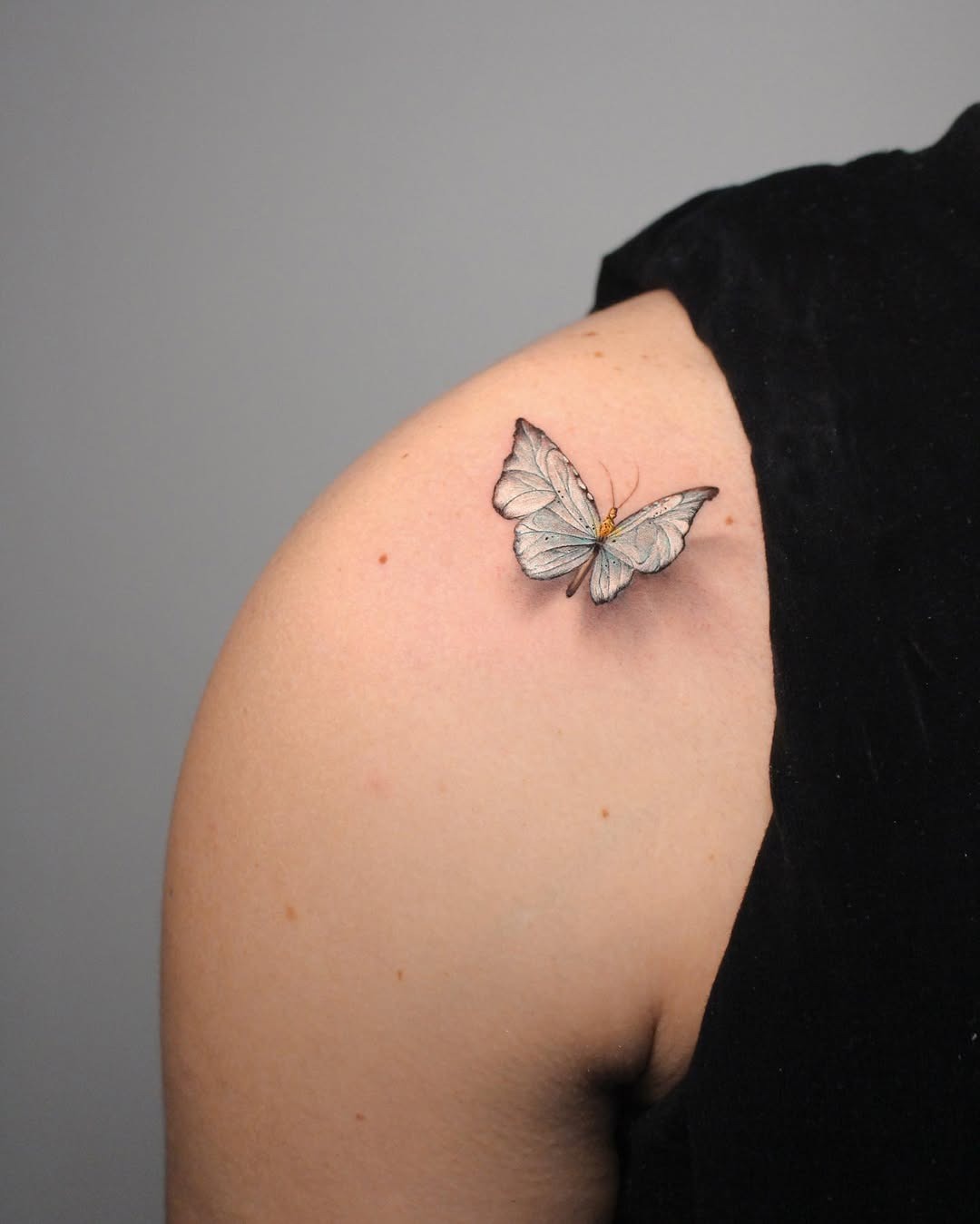 Stunning 3D Butterfly Tattoo on Shoulder Tattoo Design
