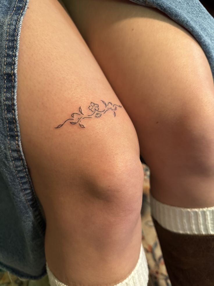 Dainty Minimal Floral Vine Tattoo Design