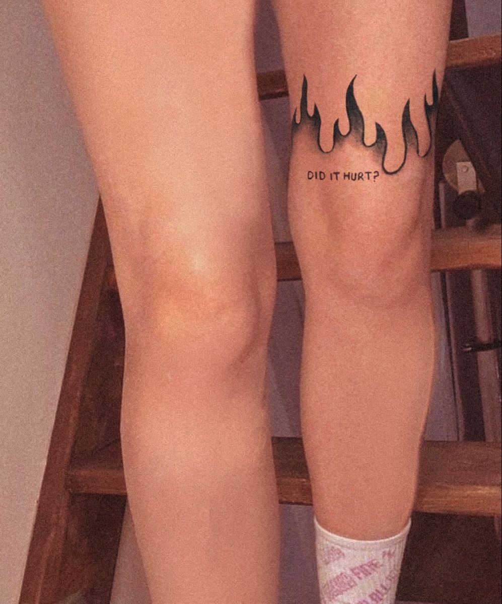 Flame Band With Tiny Quote Tattoo Design