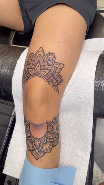 Mandala Knee Frame Duo Tattoo Design