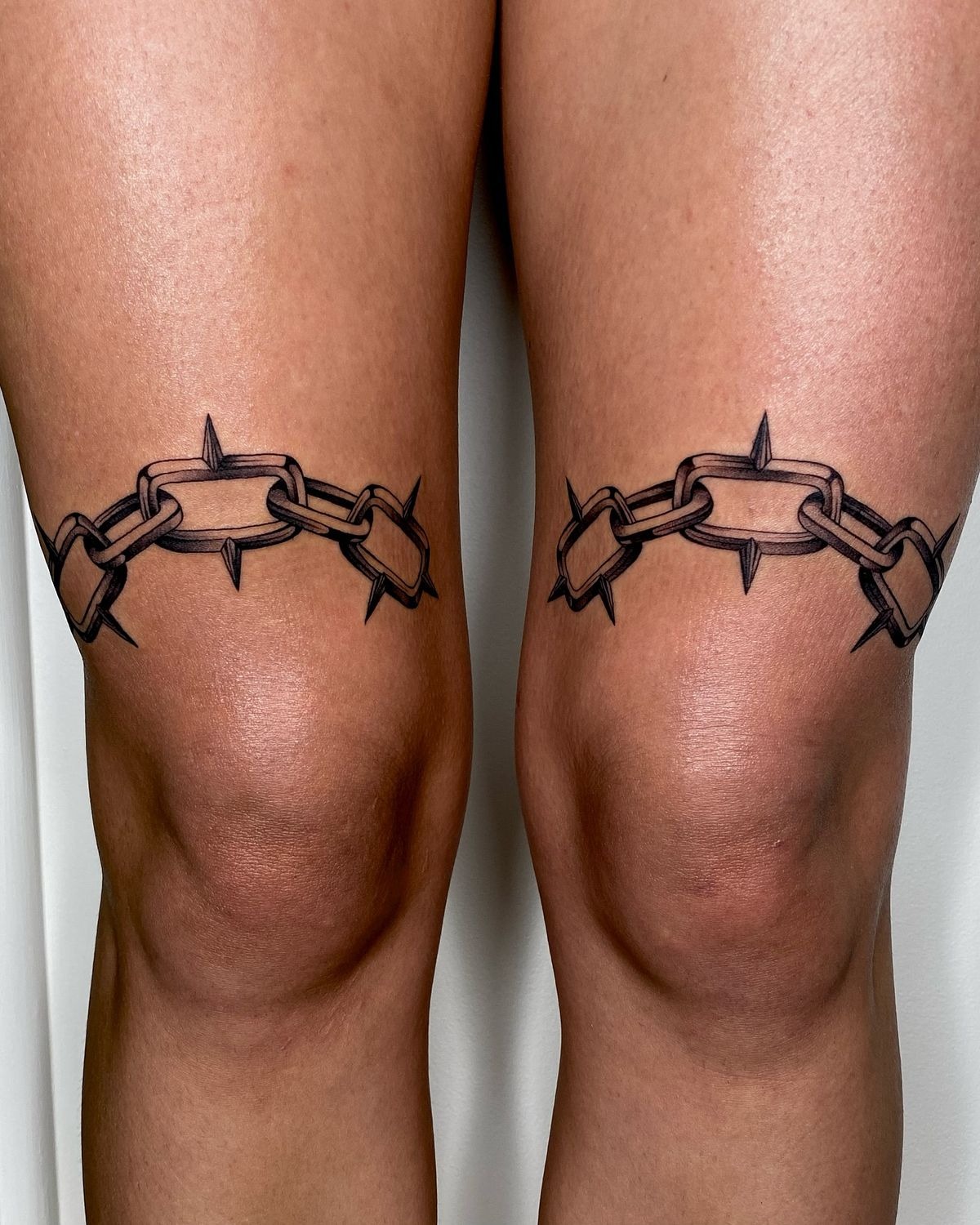 Matching Spiked Chain Bands Tattoo Design