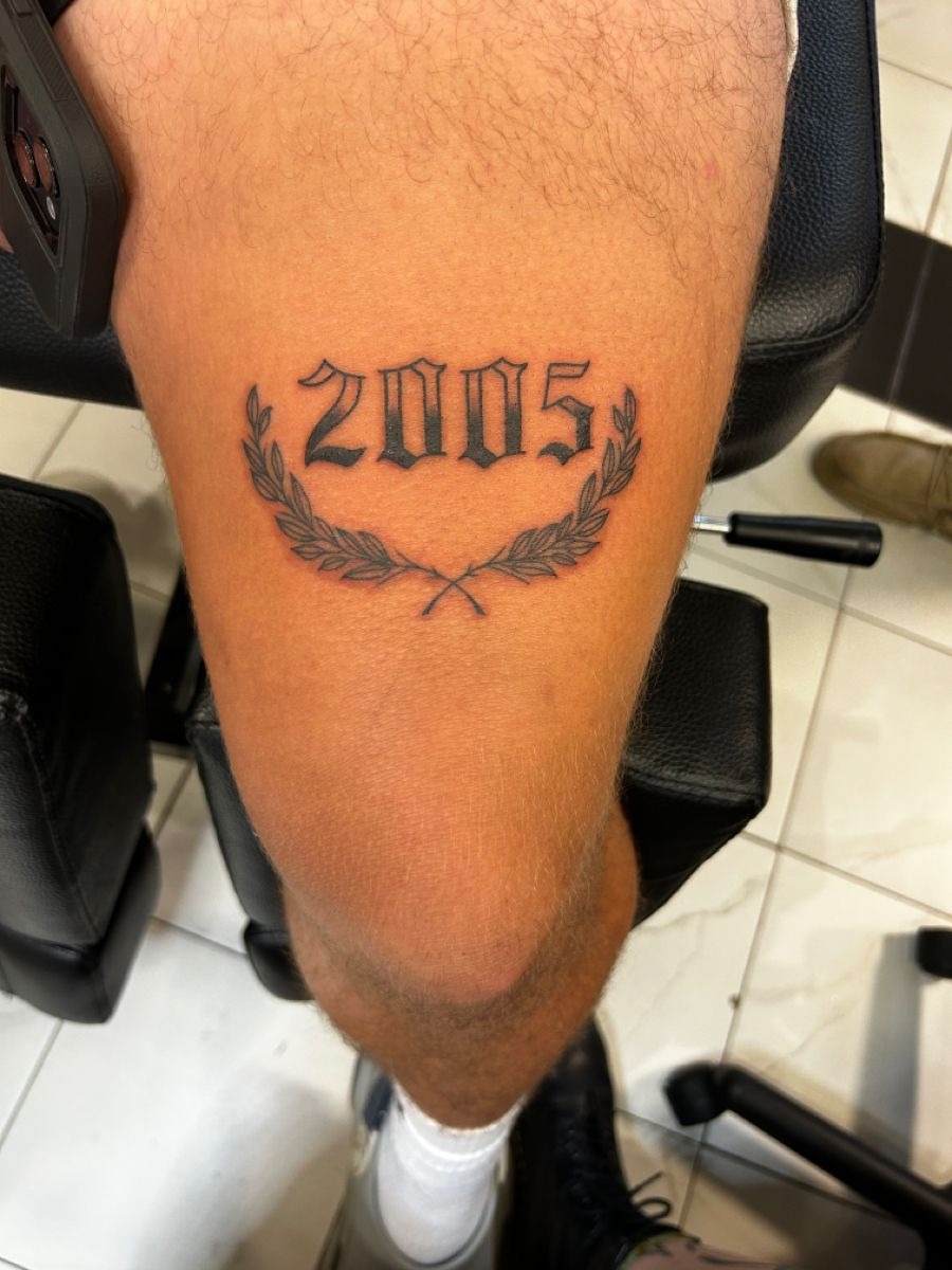 Meaningful Date With Laurel Wreath Tattoo Design