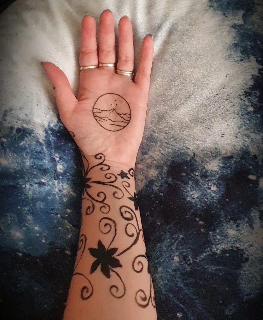 A Night Sky on the Palm Tattoo Design