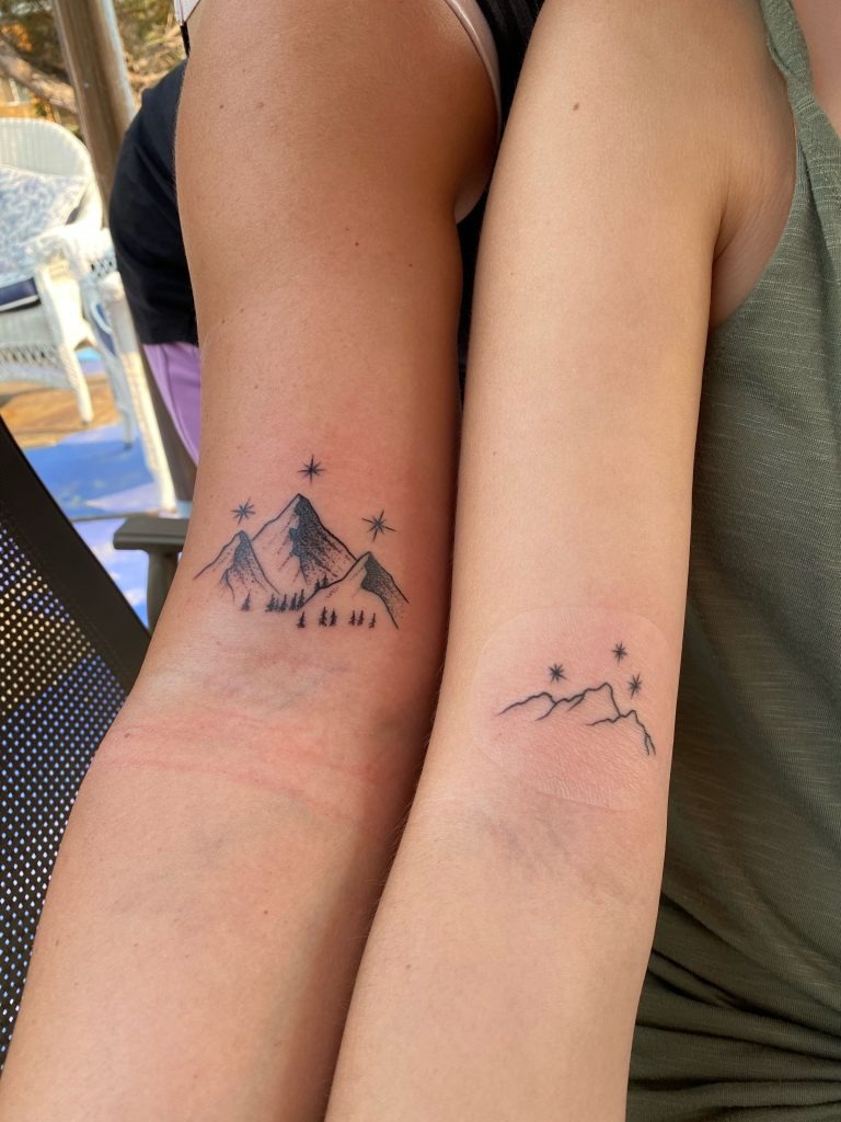 Matching Mountain and Star Tattoos Tattoo Design