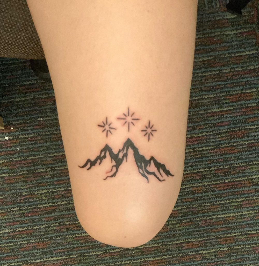 Minimalist Mountain and Stars Tattoo Tattoo Design
