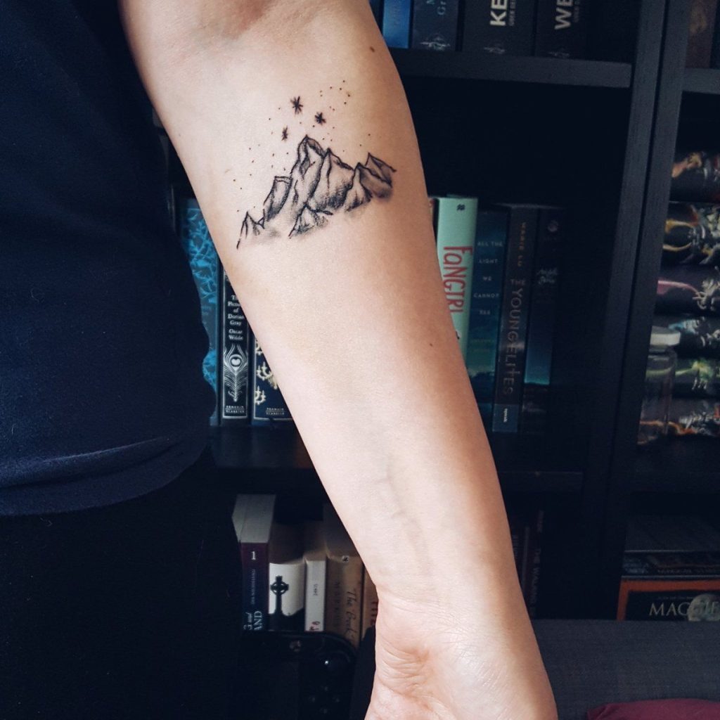Mountain and Starry Night Tattoo Tattoo Design