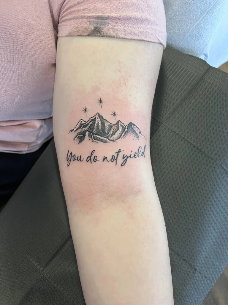 "You Do Not Yield" Mountain Tattoo Tattoo Design