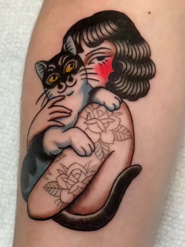 Ice Cream Cone Cat Stack Tattoo Design