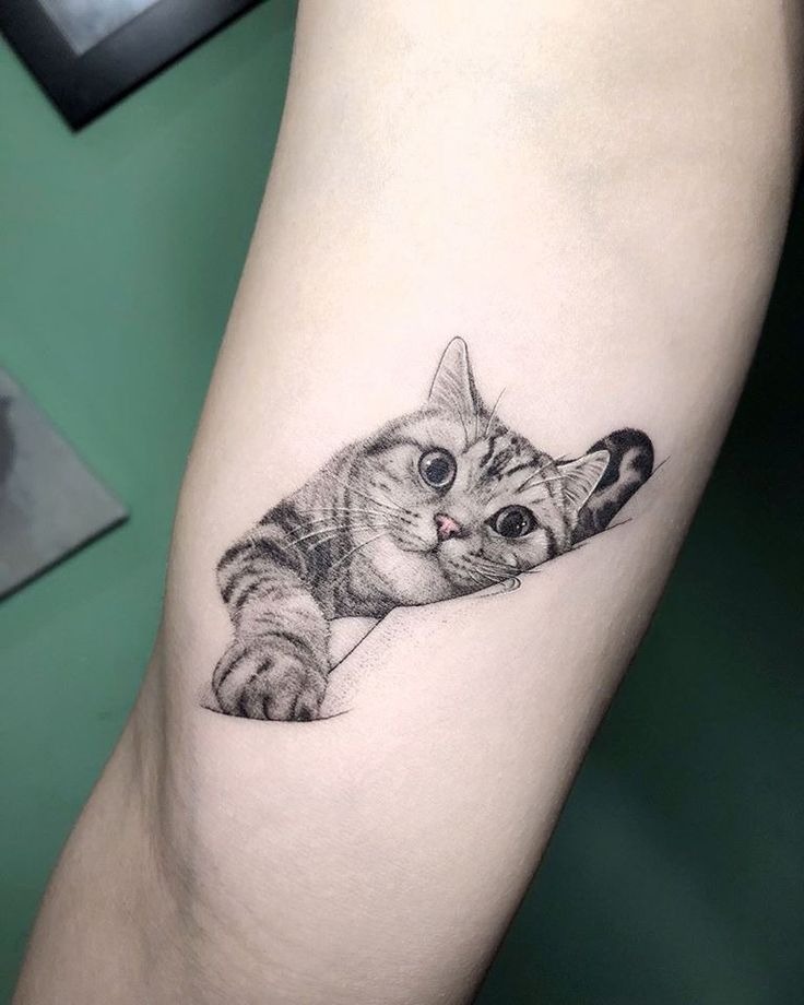Old School Woman and Cat Hug Tattoo Design
