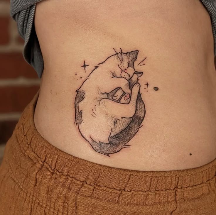 Playful Japanese-Inspired Cat Tattoo Tattoo Design