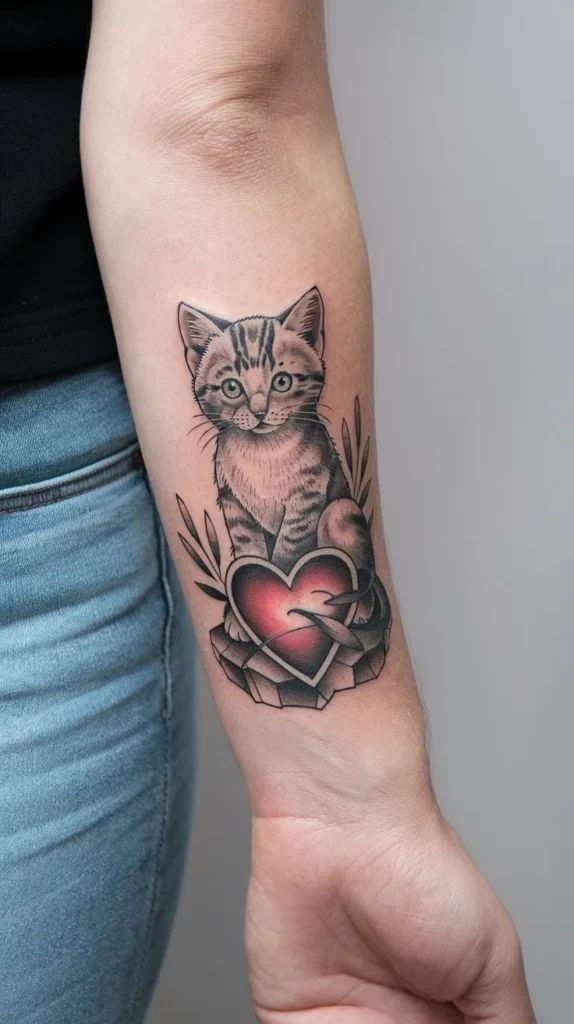 Witch Cat and Books Tattoo Tattoo Design