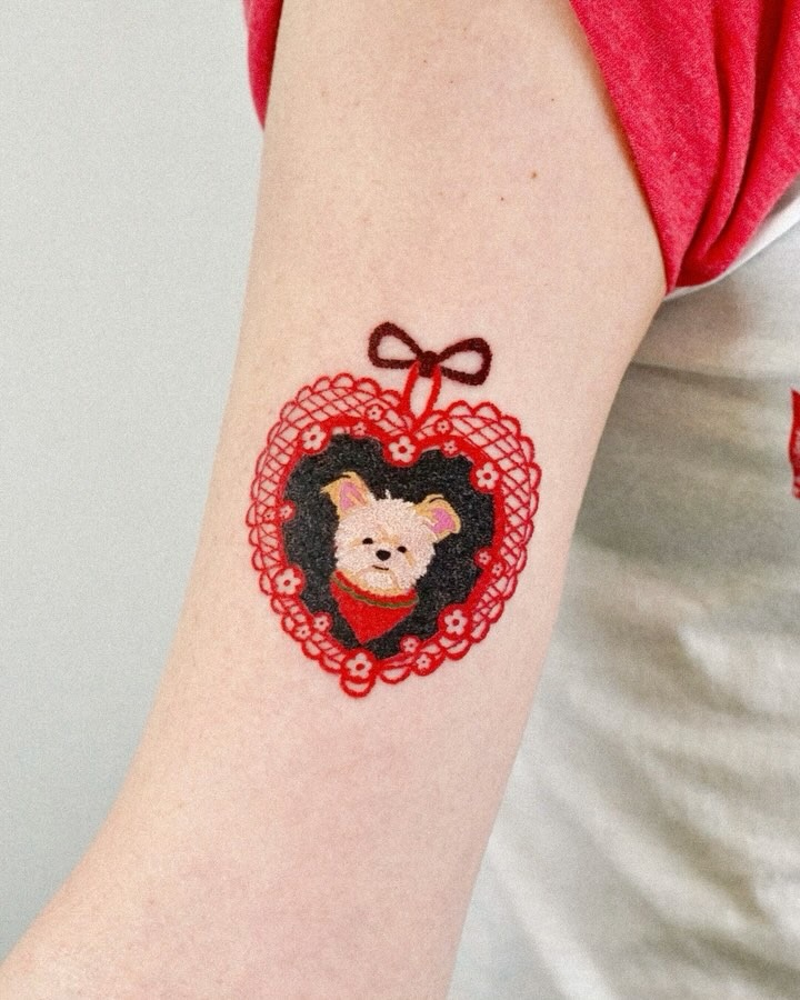 Charming Heart-Shaped Yorkie Tattoo Design Tattoo Design