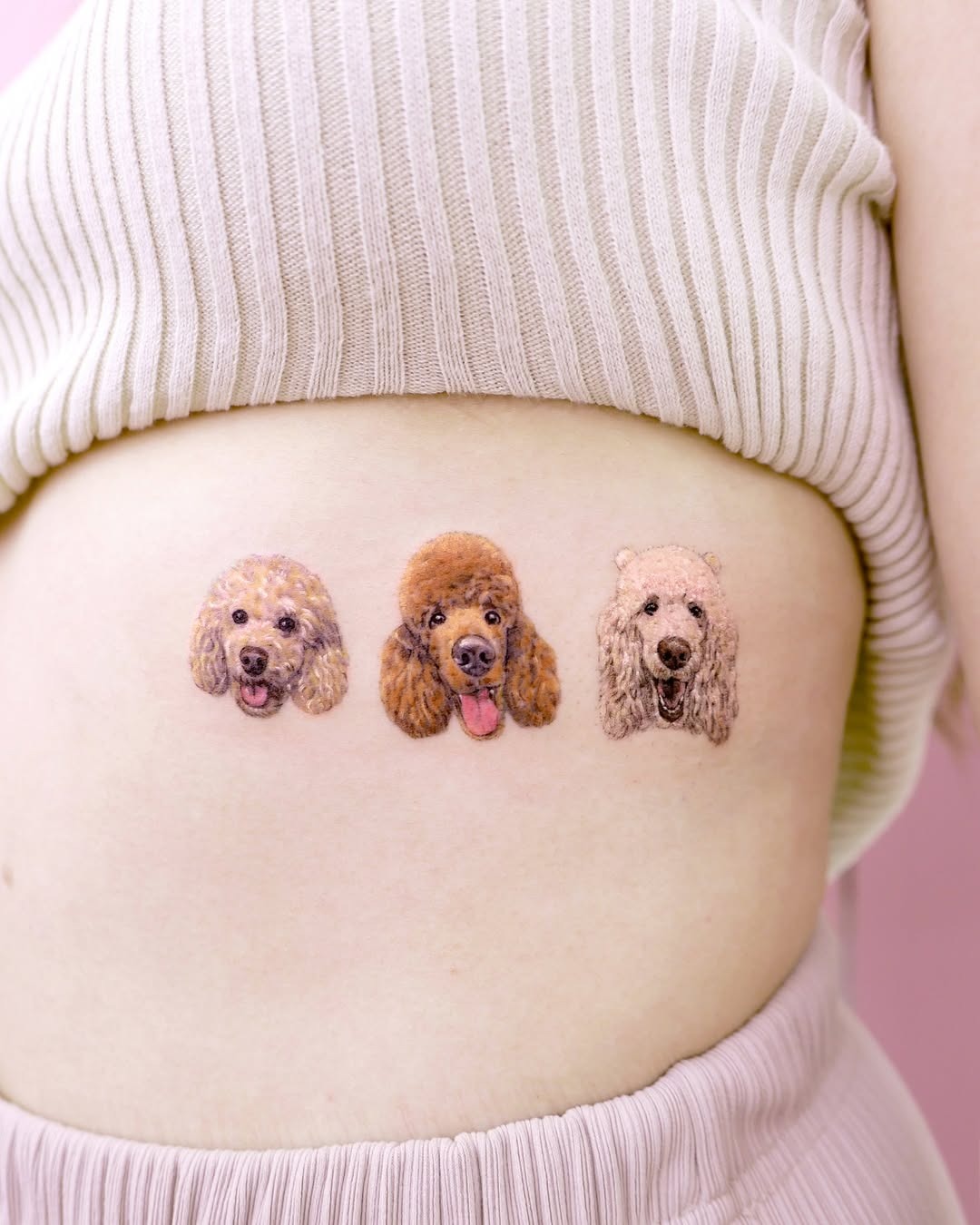 Charming poodle portraits in vibrant detail Tattoo Design
