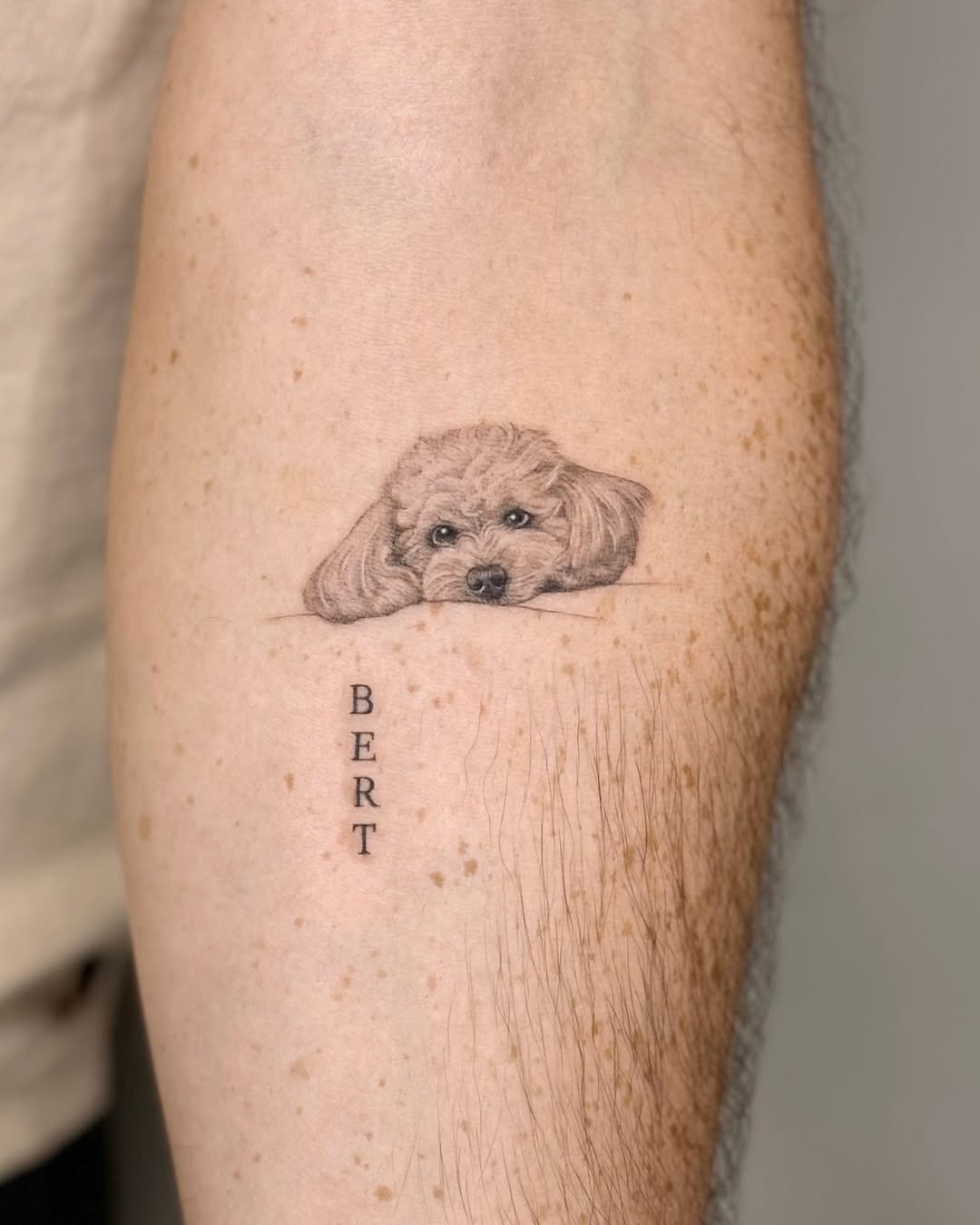 Charming portrait tattoo of a loyal pup Tattoo Design
