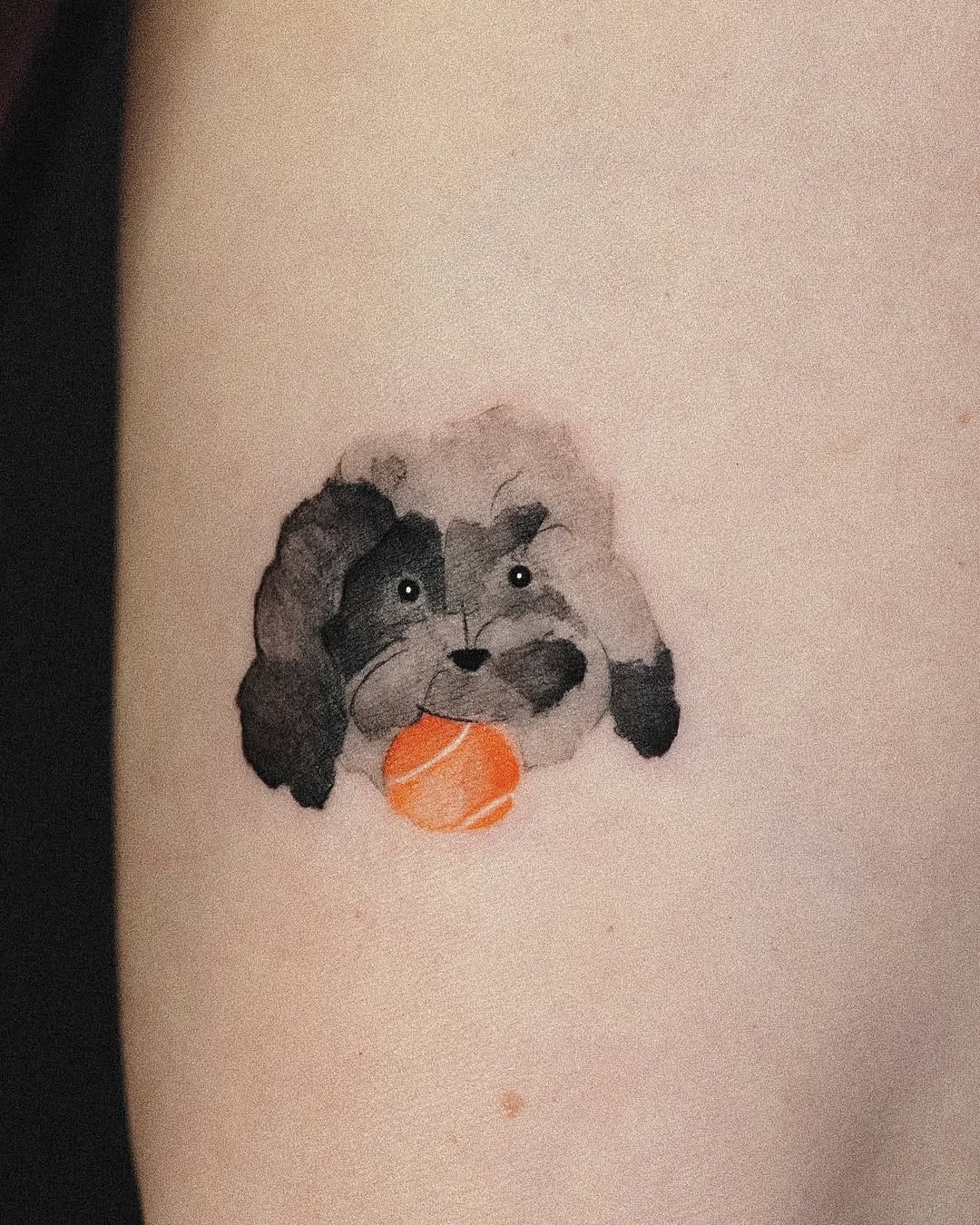 Charming watercolor dog with playful vibes Tattoo Design