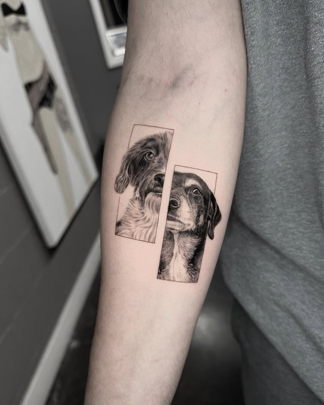 Realistic dog portraits captured in ink Tattoo Design