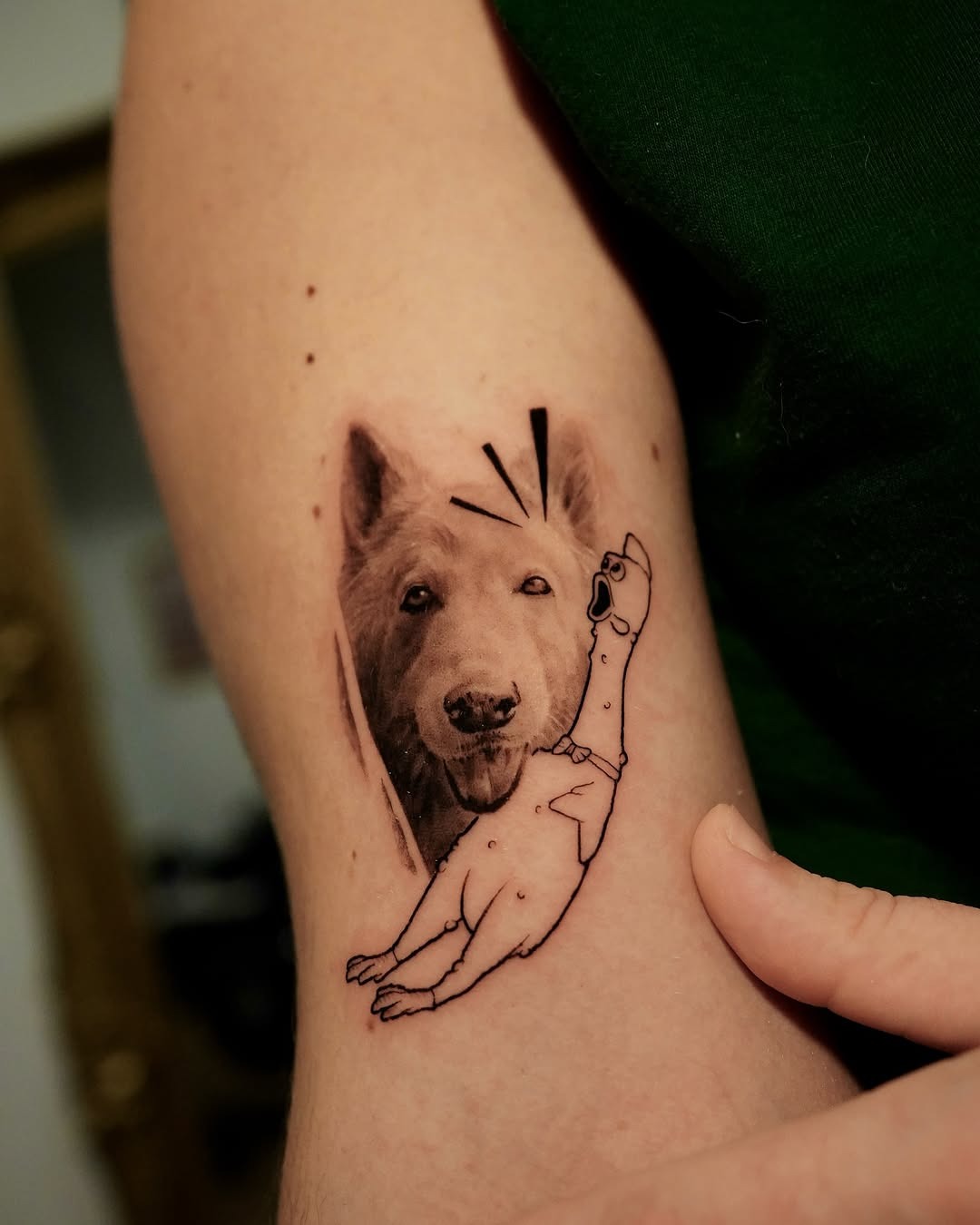Stylish dog and line art tattoo design Tattoo Design