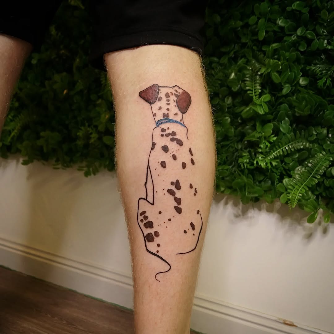 Unique Dalmatian Tattoo on Leg Tattoo Design
