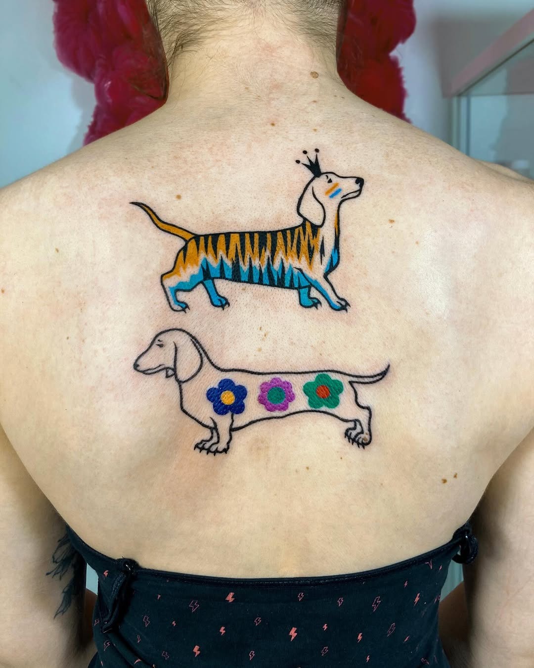 Vibrant dachshund tattoos for dog lovers Tattoo Design