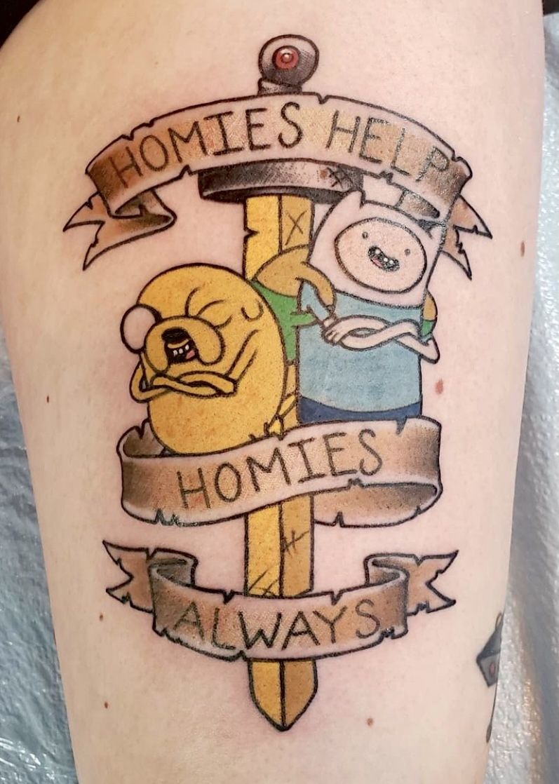 “Homies Help Homies Always” Dagger Tattoo Tattoo Design