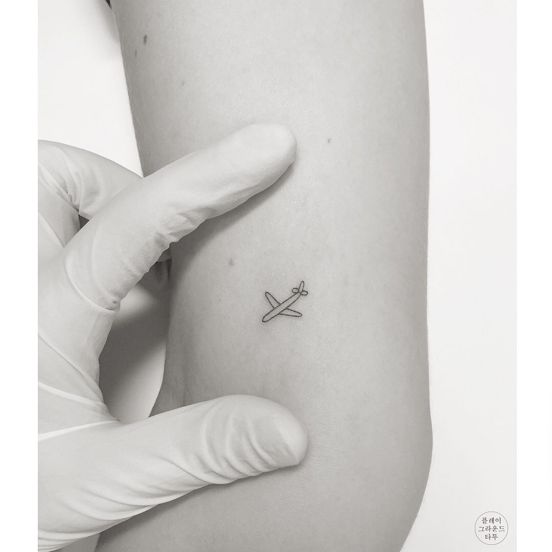 Chic Minimalist Airplane Tattoo Design Tattoo Design