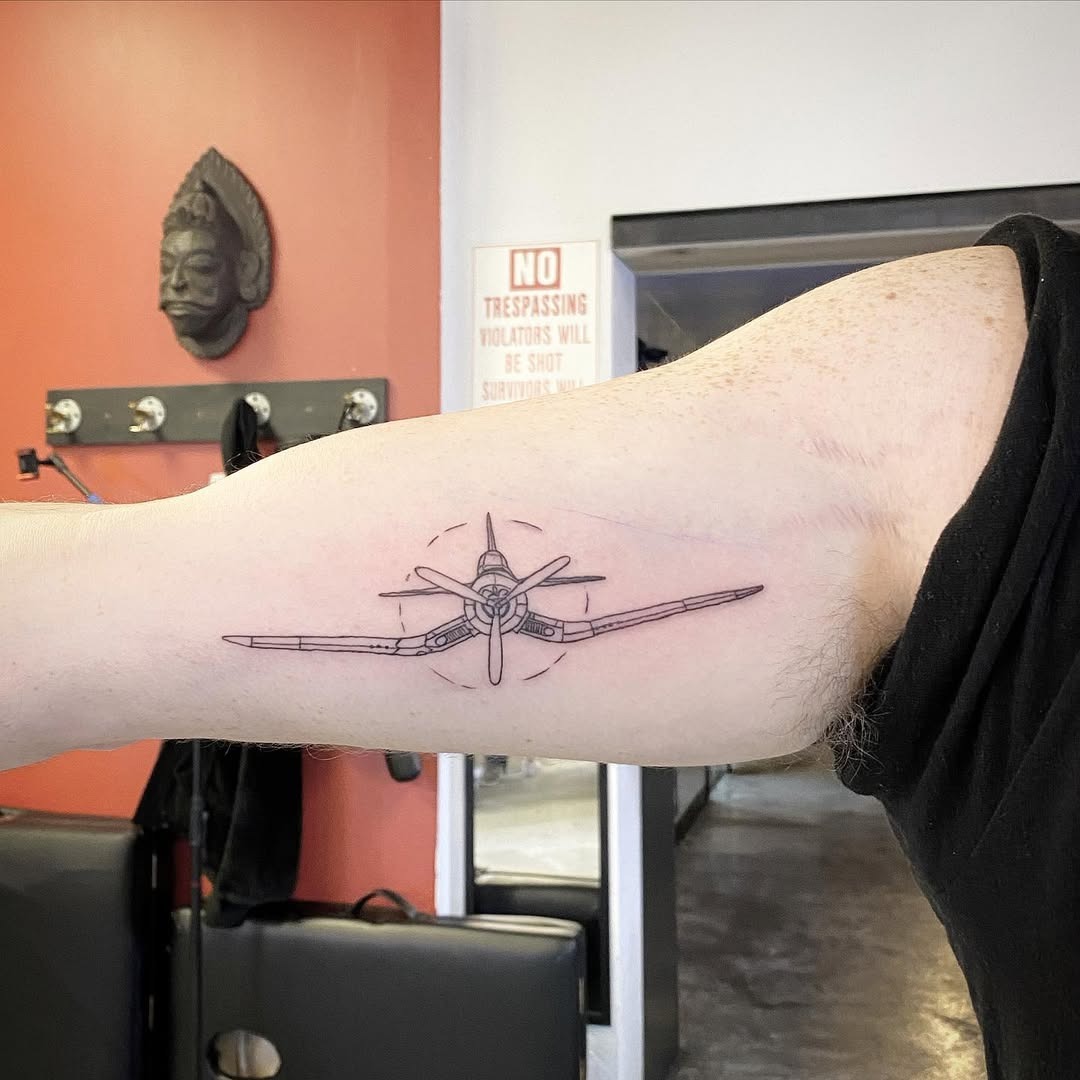 Elegant airplane tattoo showcasing vintage aesthetics Tattoo Design