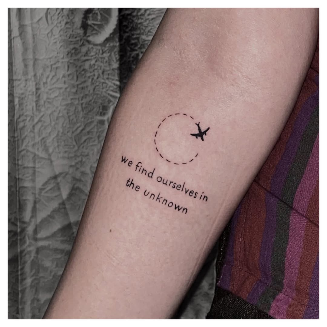Inspirational airplane tattoo with meaningful quote Tattoo Design