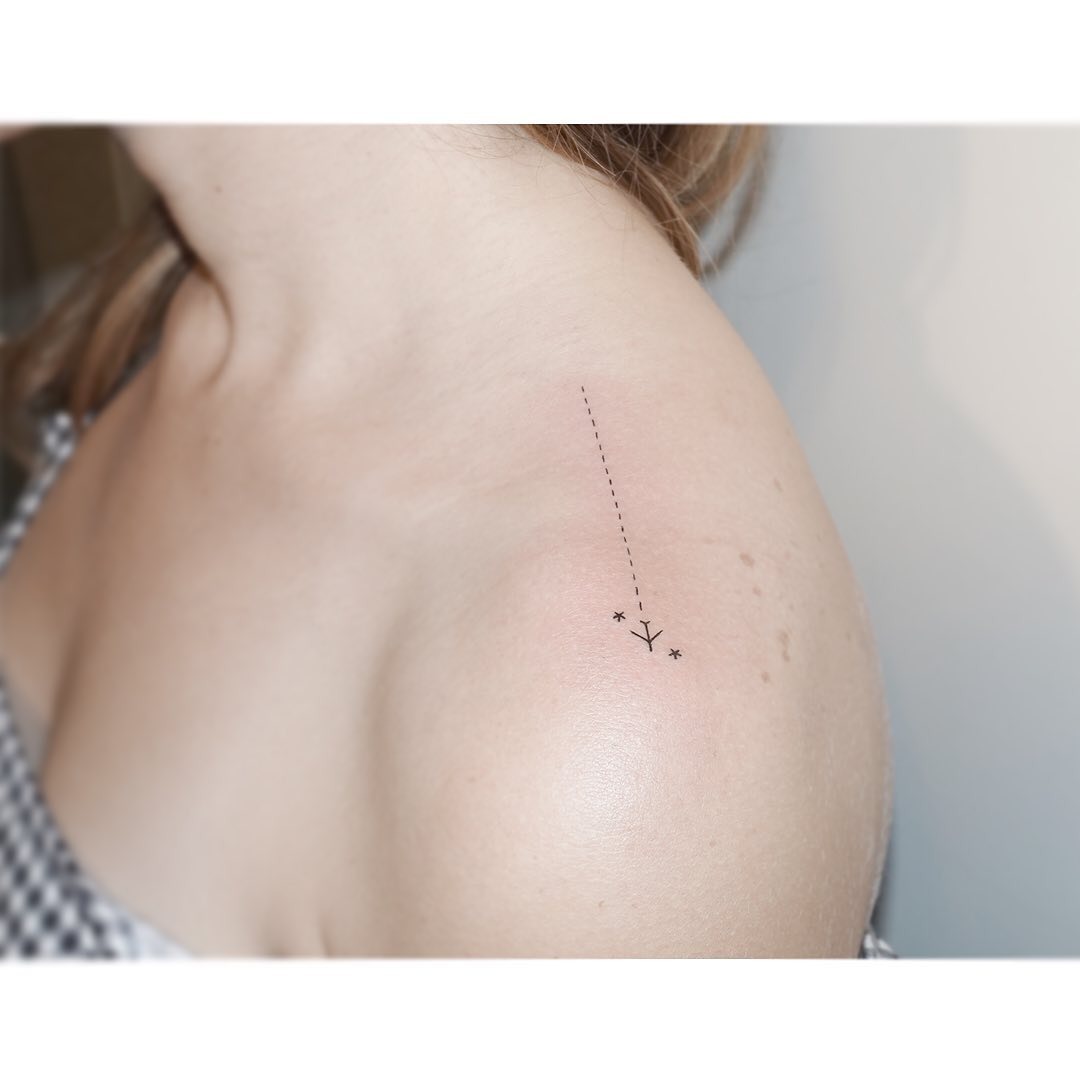 Stylish minimalist airplane tattoo on shoulder Tattoo Design