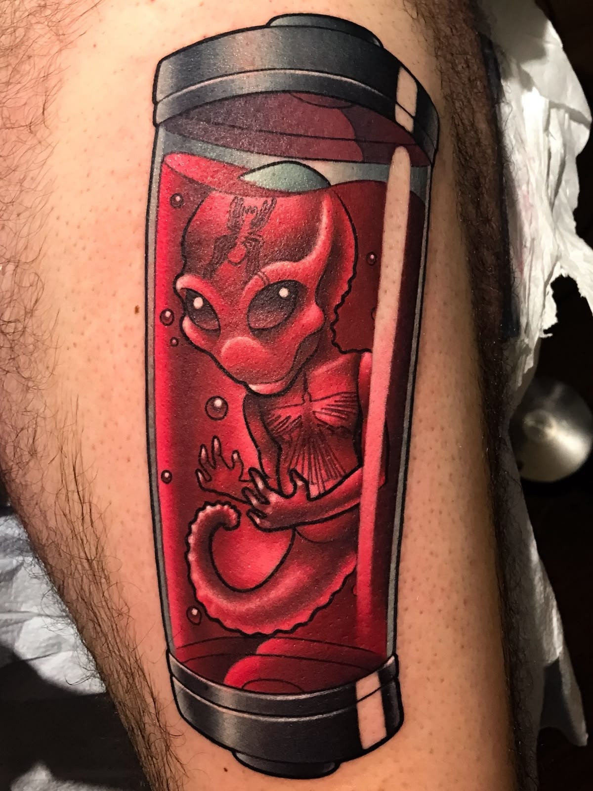 Alien in a Jar Tattoo, a tattoo design rendered in clean detailed linework.