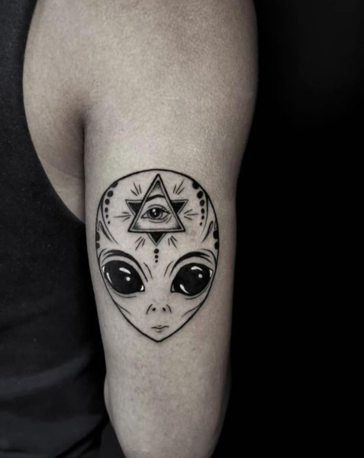 Illuminati Alien Eye Tattoo, a tattoo design rendered in clean detailed linework.