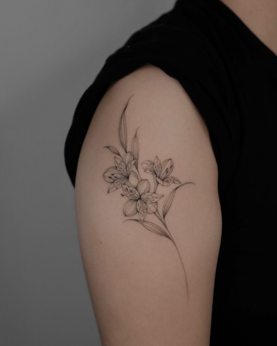 Elegant alstroemeria tattoo showcasing floral beauty Tattoo Design