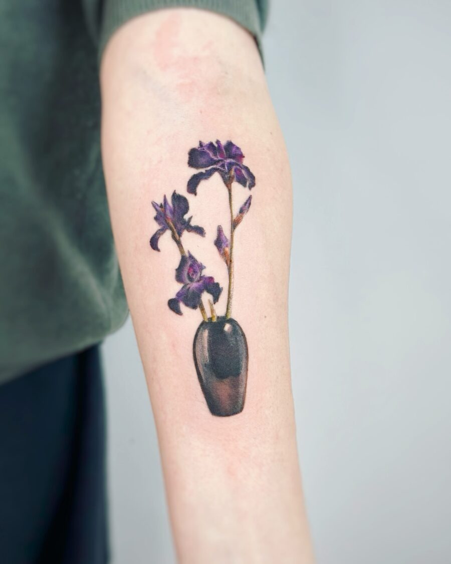 Stunning alstroemeria tattoo in a vase Tattoo Design
