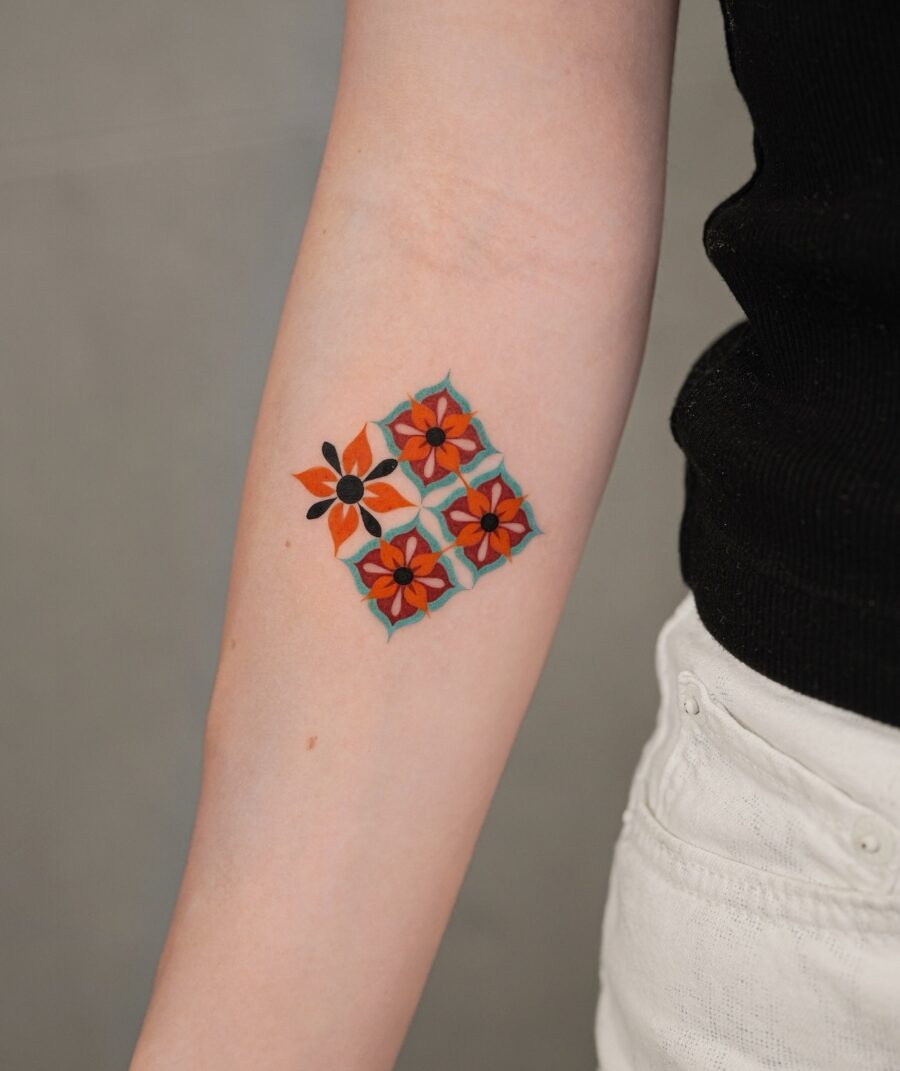 Vibrant alstroemeria tattoo showcasing bold colors Tattoo Design