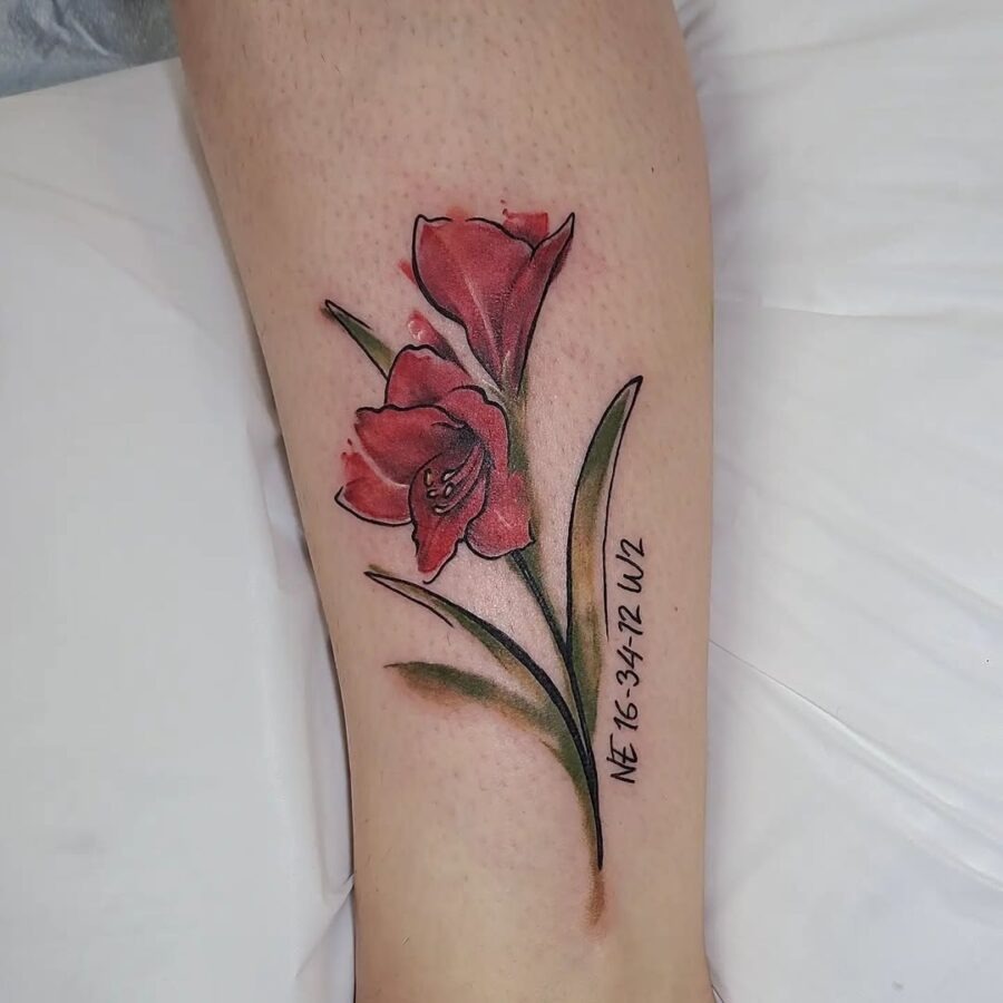 Beautiful amaryllis tattoo with vibrant colors Tattoo Design