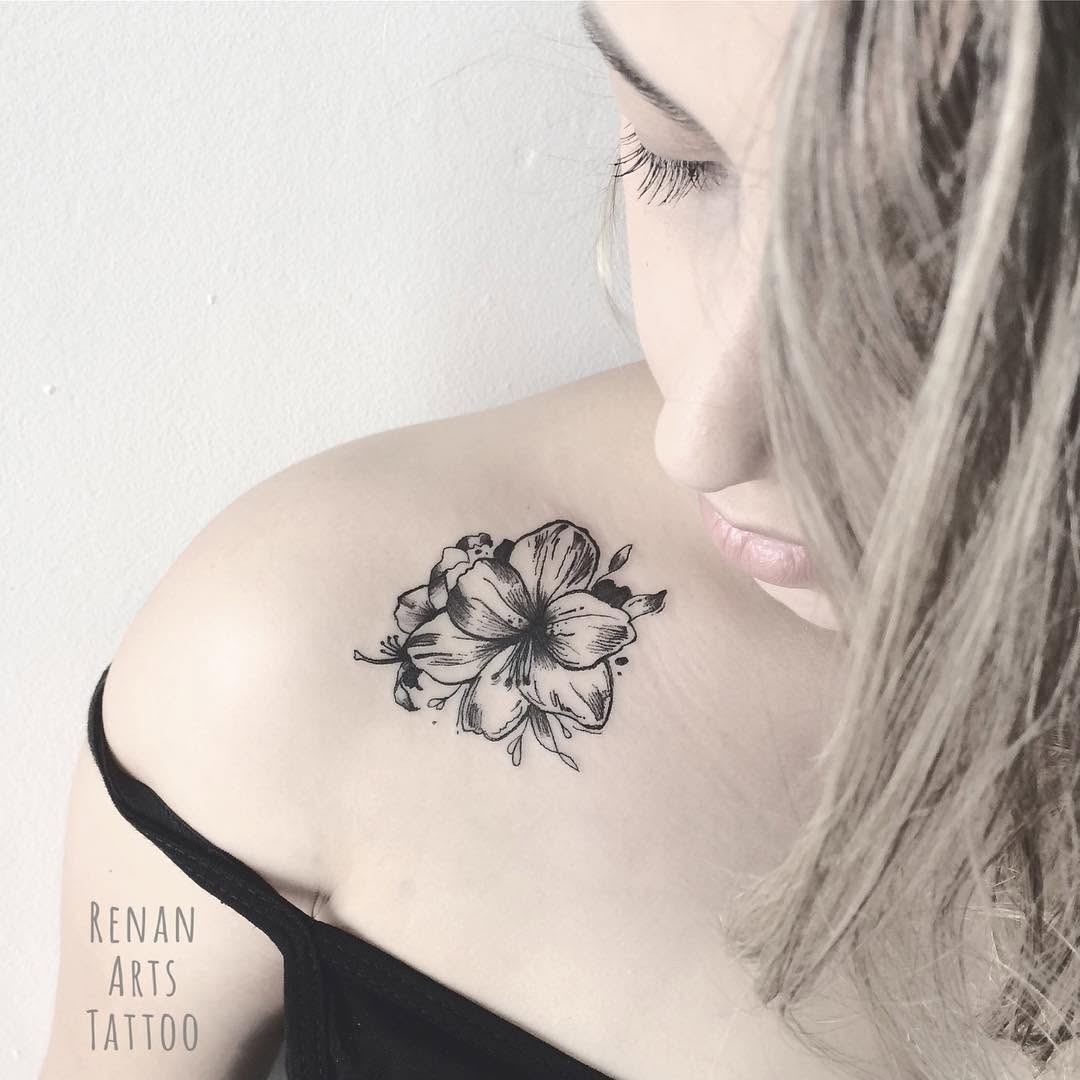 Elegant amaryllis flower tattoo on shoulder Tattoo Design