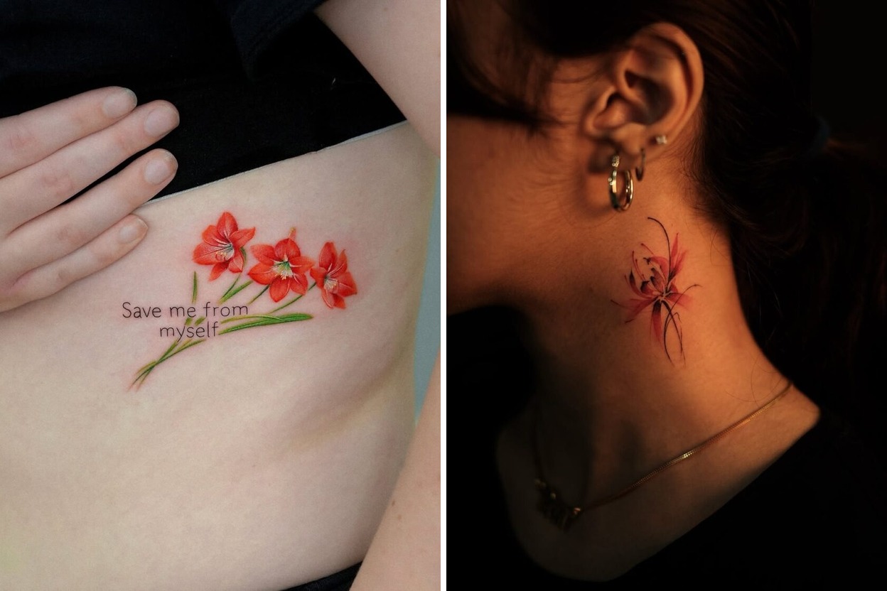 23+ Amaryllis Tattoo Ideas & Inspiration Featured Lookbook Collage
