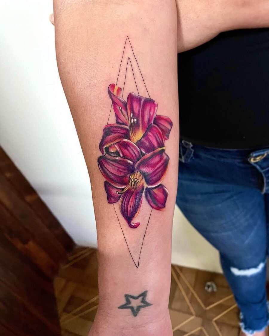 Vibrant amaryllis flowers in stunning detail Tattoo Design