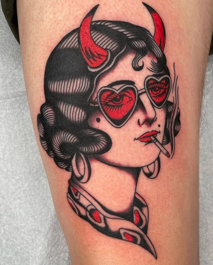 Bold Americana tattoo showcasing a stylish figure Tattoo Design