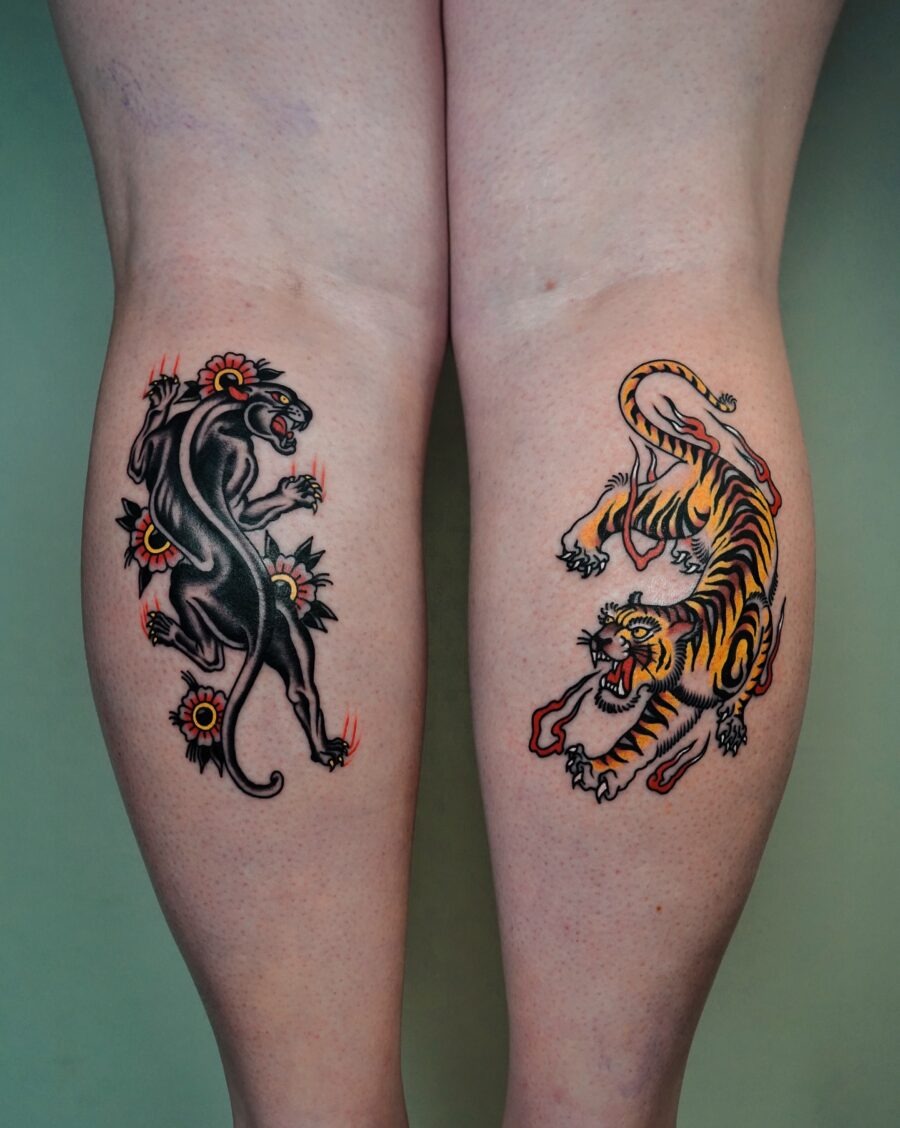 Bold Americana tattoos featuring fierce animals Tattoo Design