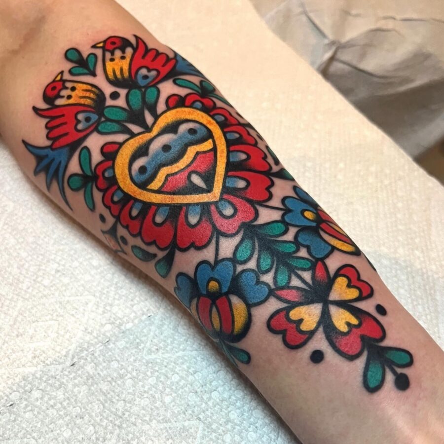 Bold and bright Americana flower tattoo design Tattoo Design