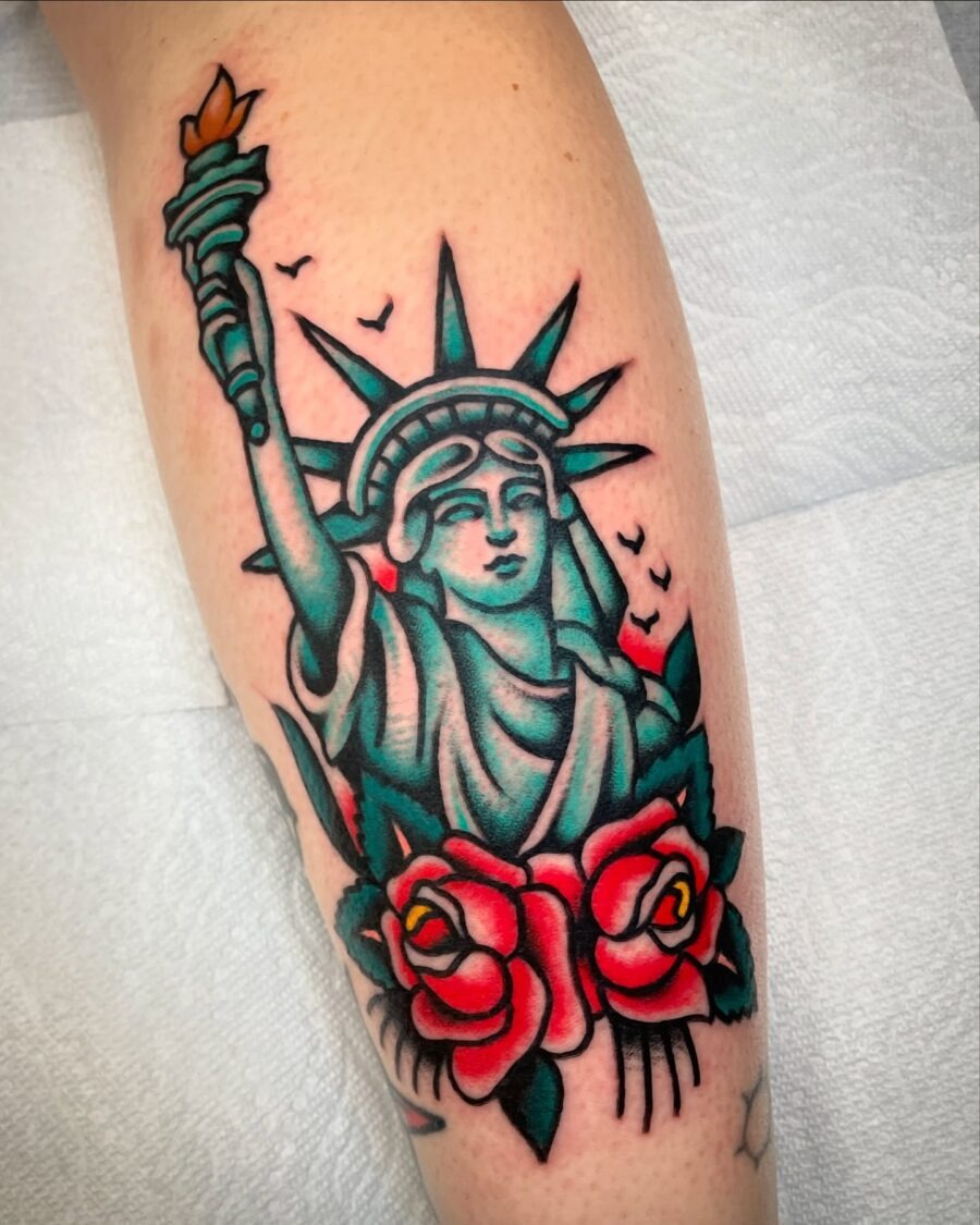 Classic Americana tattoo with Statue of Liberty Tattoo Design