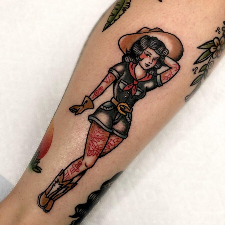 Colorful Americana pinup style tattoo artwork Tattoo Design