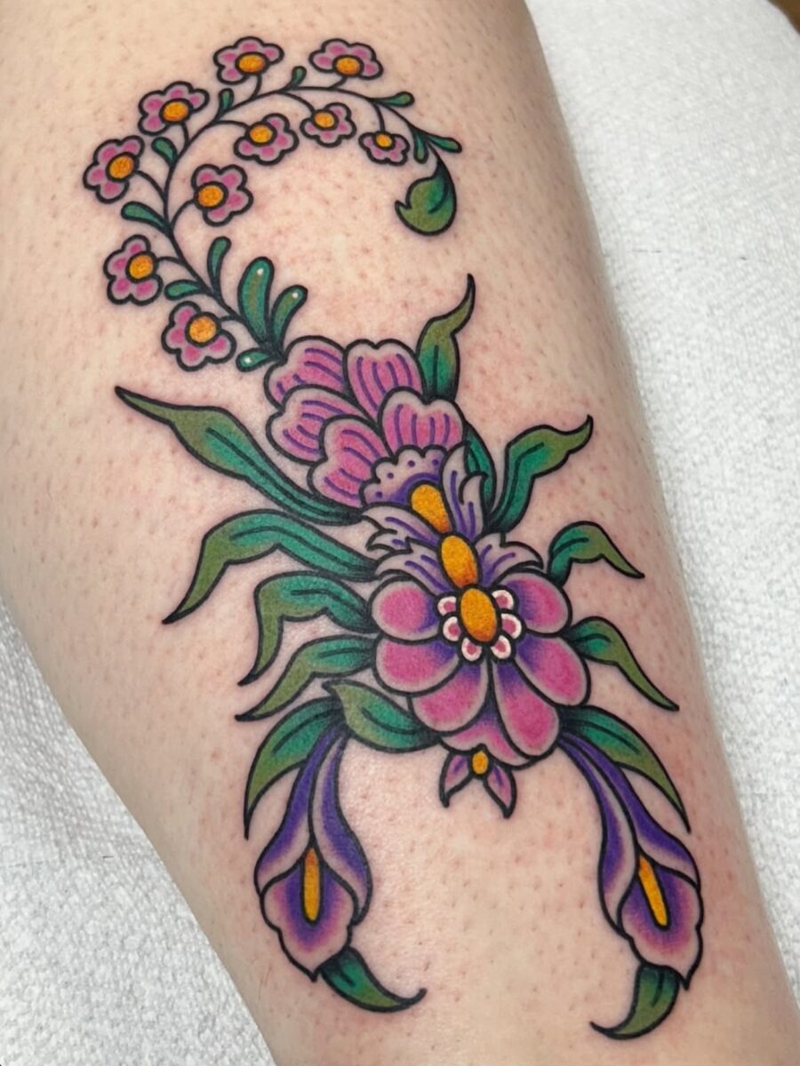 Colorful floral Americana tattoo design Tattoo Design