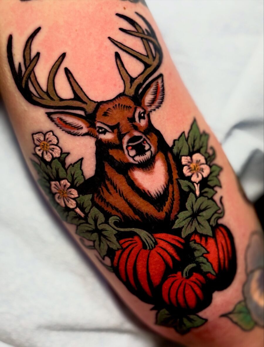 Stunning Americana-style deer tattoo design Tattoo Design