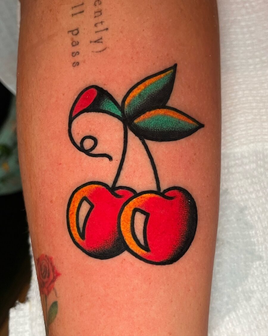 Vibrant Americana Cherry Tattoo Design Tattoo Design