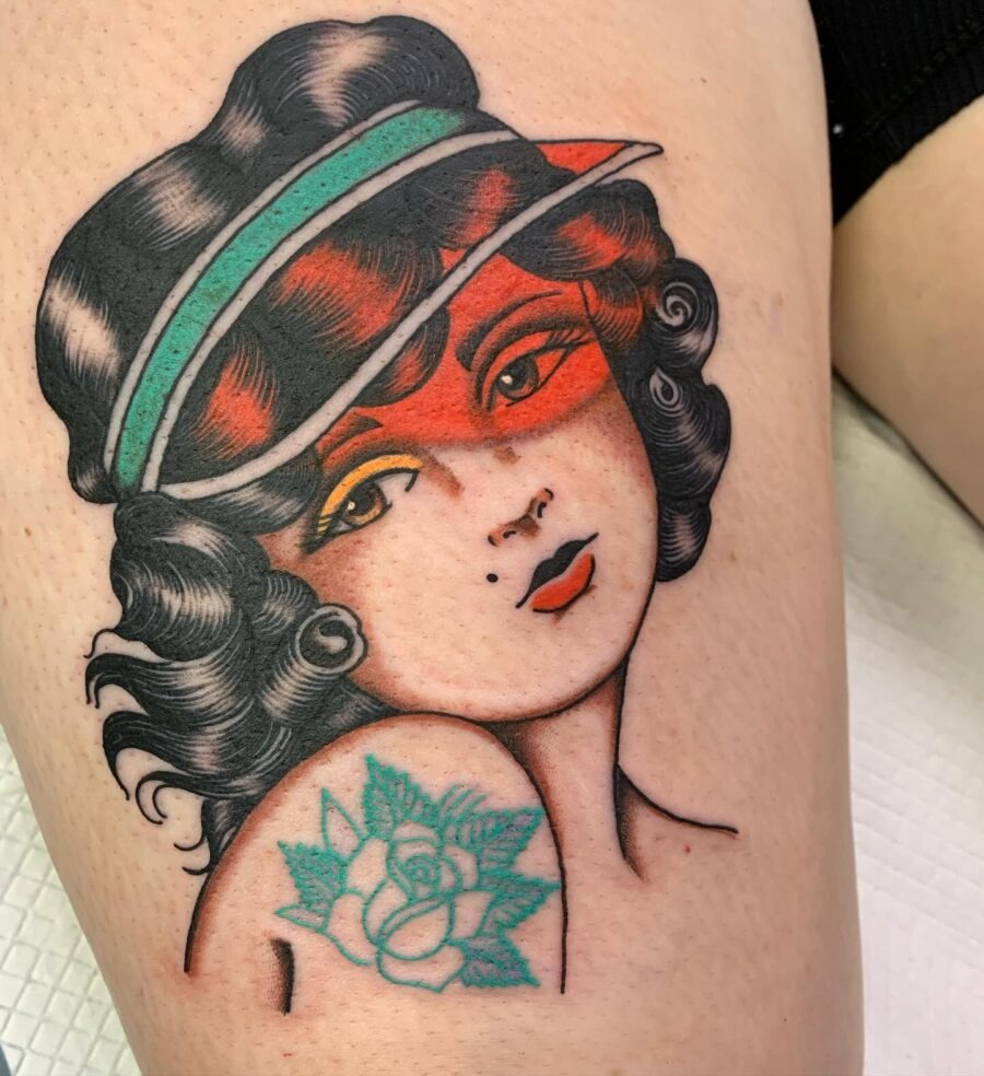 Vintage-inspired Americana tattoo with feminine flair Tattoo Design