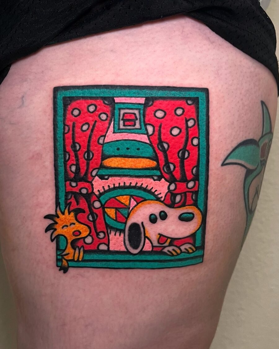 Whimsical Americana tattoo featuring beloved characters Tattoo Design